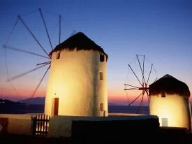 Dusk Greek Windmills