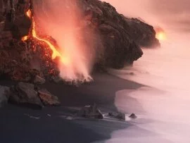 Lava Flowing into the Ocean, Volcanoes National .jpg (click to view)