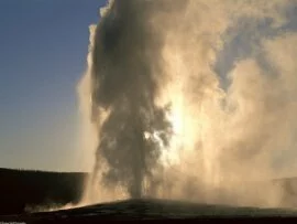 Old Faithful Geyser at Sunset, Yellowstone, Wyom.jpg (click to view)