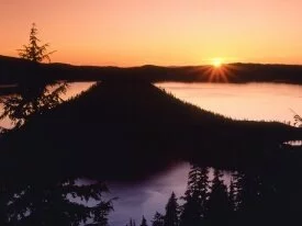 Sunrise on Crater Lake and Wizard Island, Crater.jpg