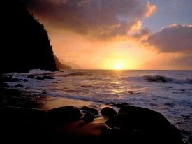Sunset on the Na Pali Coast, Hawaii - .jpg